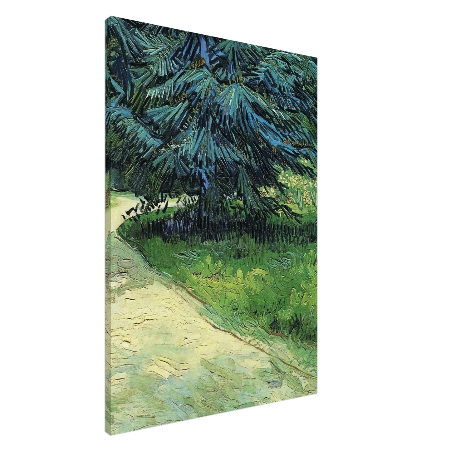 Vincent van Gogh - Public Garden with Couple and Blue Fir Tree The Poet s Garden III Canvas - 20x30 cm / 8x12 inches-canvas