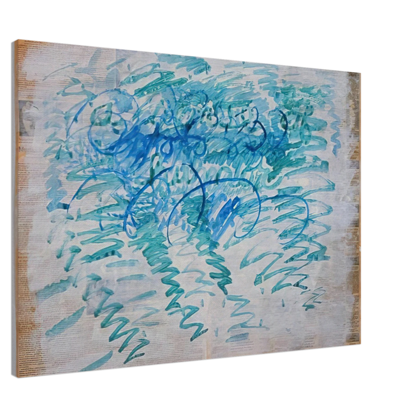 Paul Thek - Untitled Blue Zig-Zags - 1988 Canvas - 20x30 cm / 8x12 inches-canvas