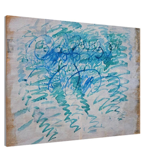 Paul Thek - Untitled Blue Zig-Zags - 1988 Canvas - 20x30 cm / 8x12 inches-canvas