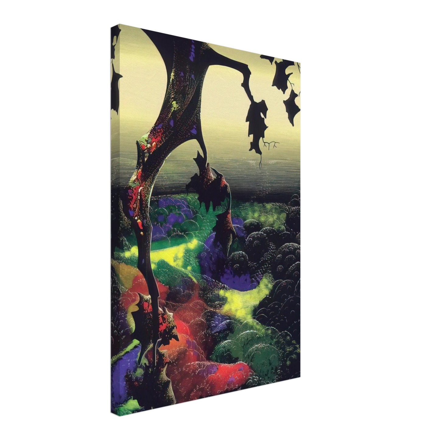 Eyvind Earle - Crimson Red and Gold Canvas - 40x60 cm / 16x24 inches-canvas