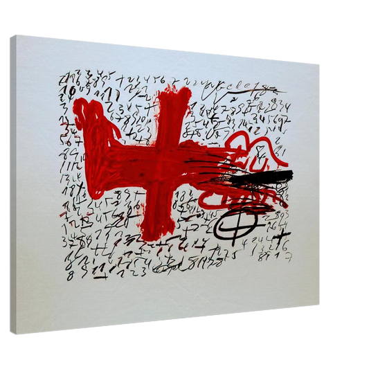 Antoni Tapies - JAMBE ET CHIFFRES 1984 Canvas - 20x30 cm / 8x12 inches-canvas