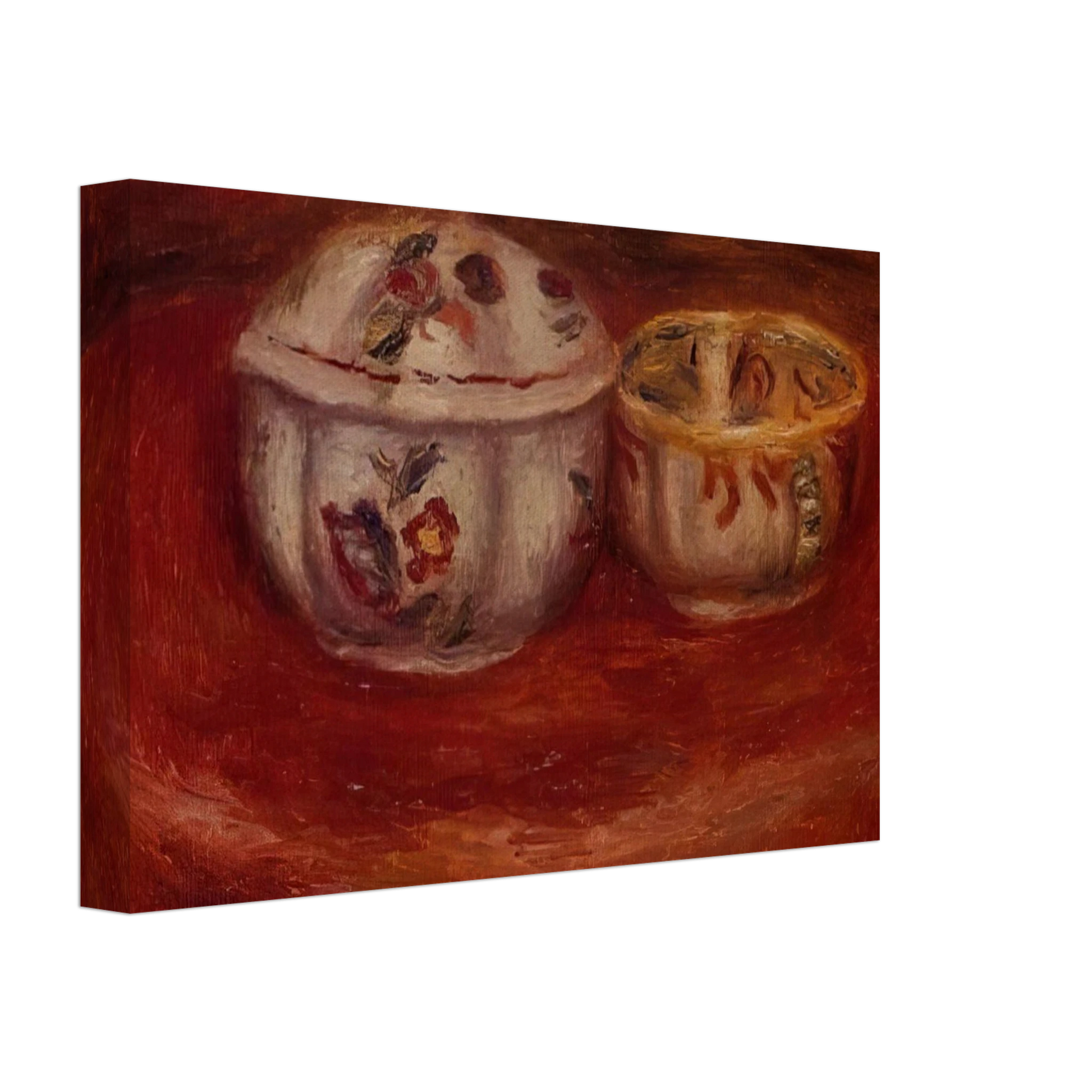 Pierre-Auguste Renoir - Sugar Bowl and Earthenware Bowl Canvas - 40x60 cm / 16x24 inches-canvas