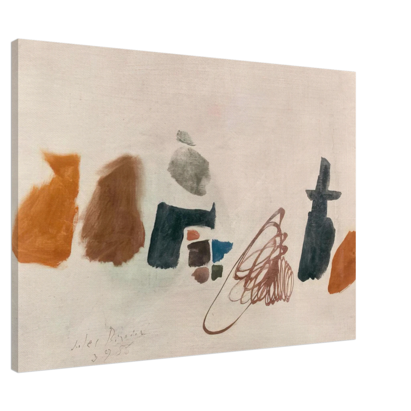 Julius Bissier - 3.9.56 II - 1956 Canvas - 20x30 cm / 8x12 inches-canvas