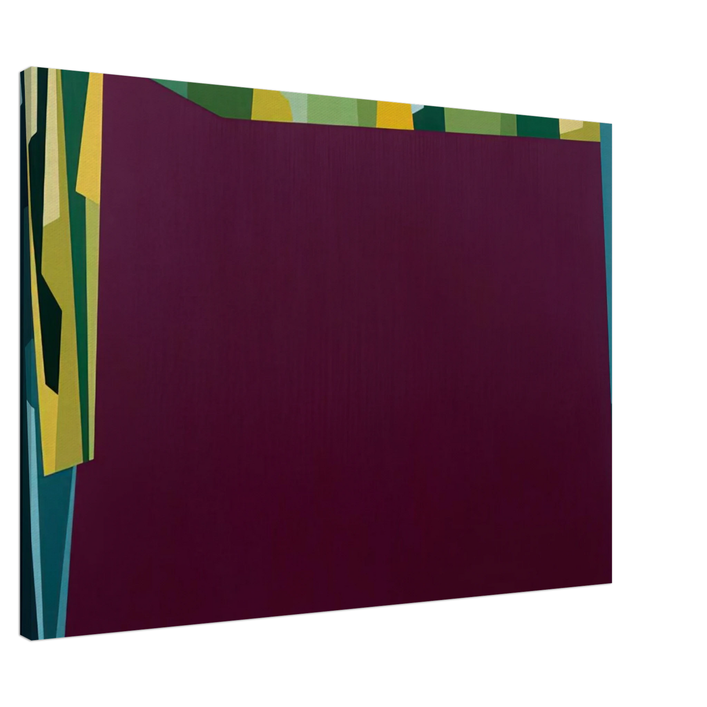 Karl Benjamin - Interlocking Forms Big Magenta With Green - 1959 Canvas - 20x30 cm / 8x12 inches-canvas
