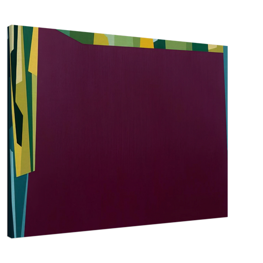 Karl Benjamin - Interlocking Forms Big Magenta With Green - 1959 Canvas - 20x30 cm / 8x12 inches-canvas