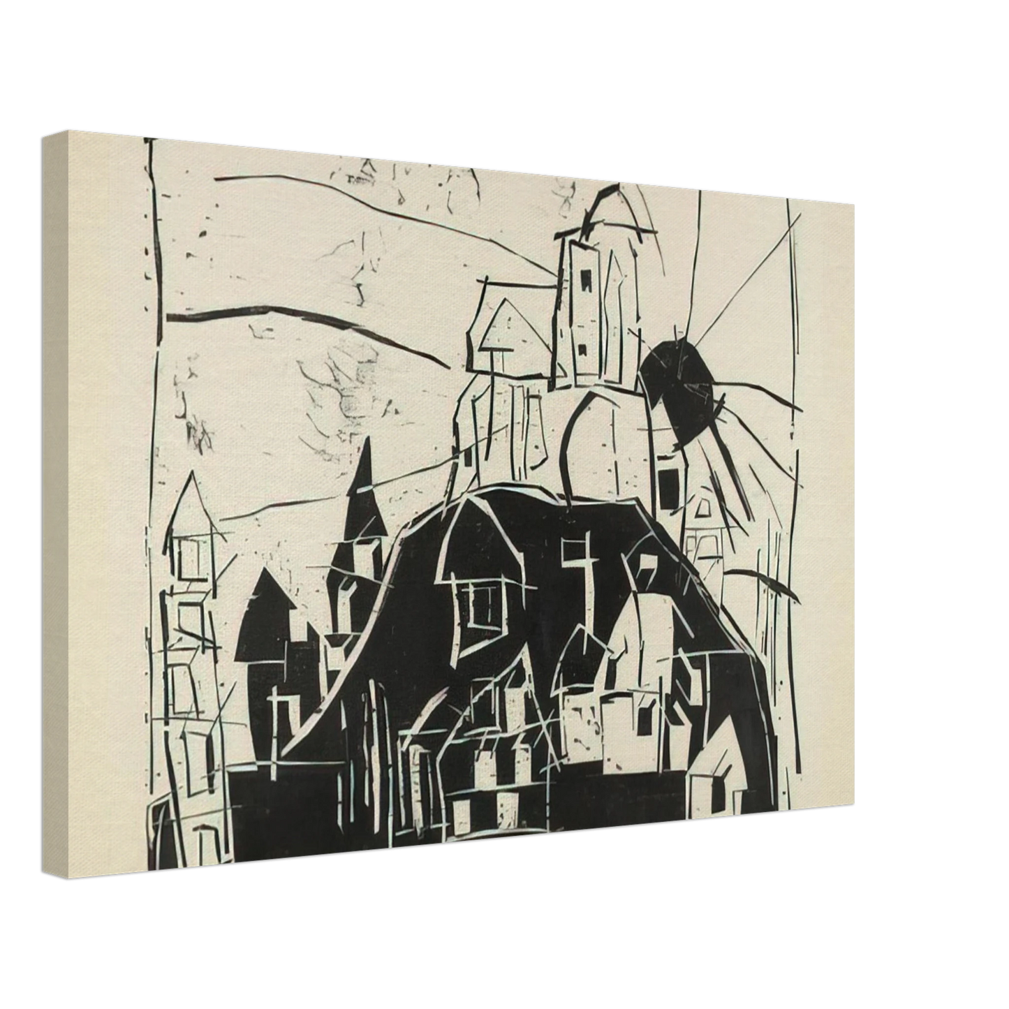 Lyonel Feininger - CITY ON THE MOUNTAIN STADT AUF DEM BERGE 1918 Canvas - 40x60 cm / 16x24 inches-canvas