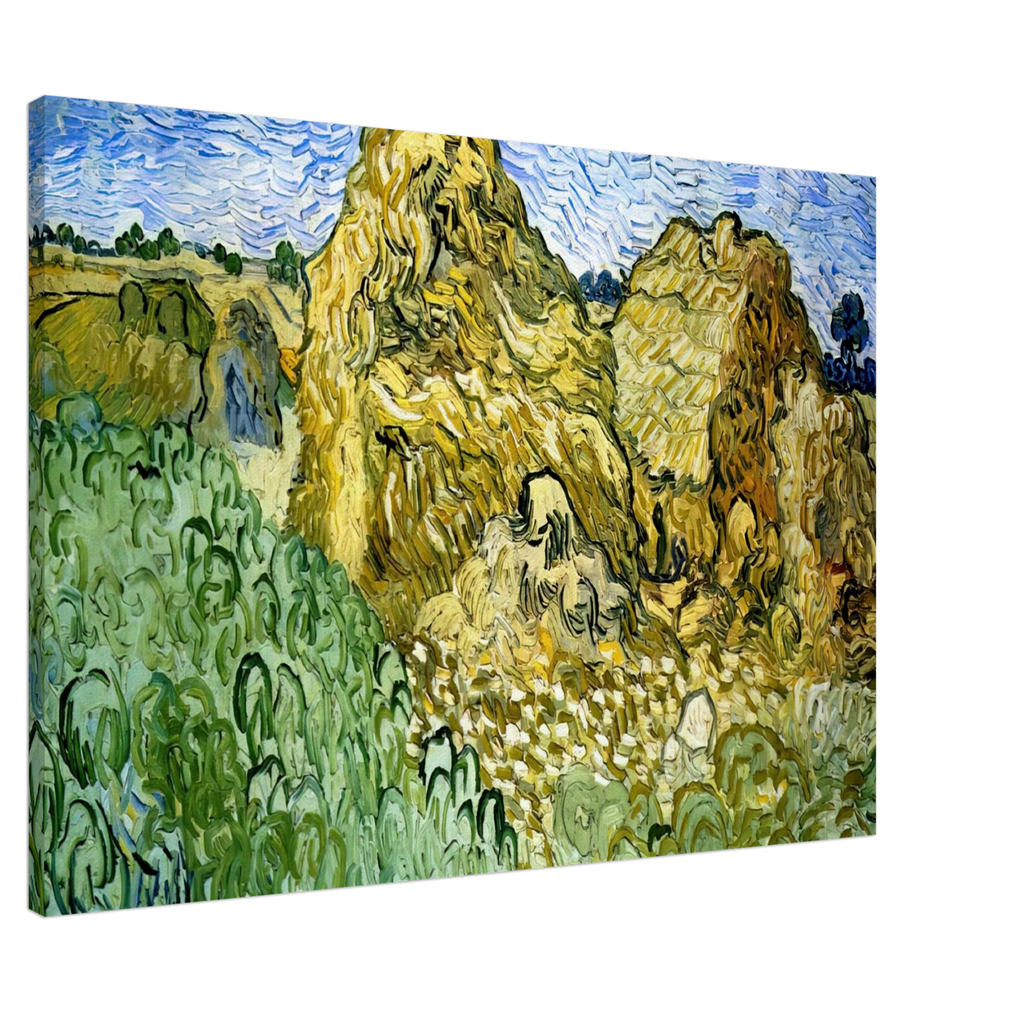 Vincent van Gogh - Field with Stacks of Wheat Canvas - 20x30 cm / 8x12 inches-canvas