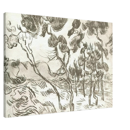 Vincent van Gogh - A Group of Pine Trees near a House Canvas - 20x30 cm / 8x12 inches-canvas
