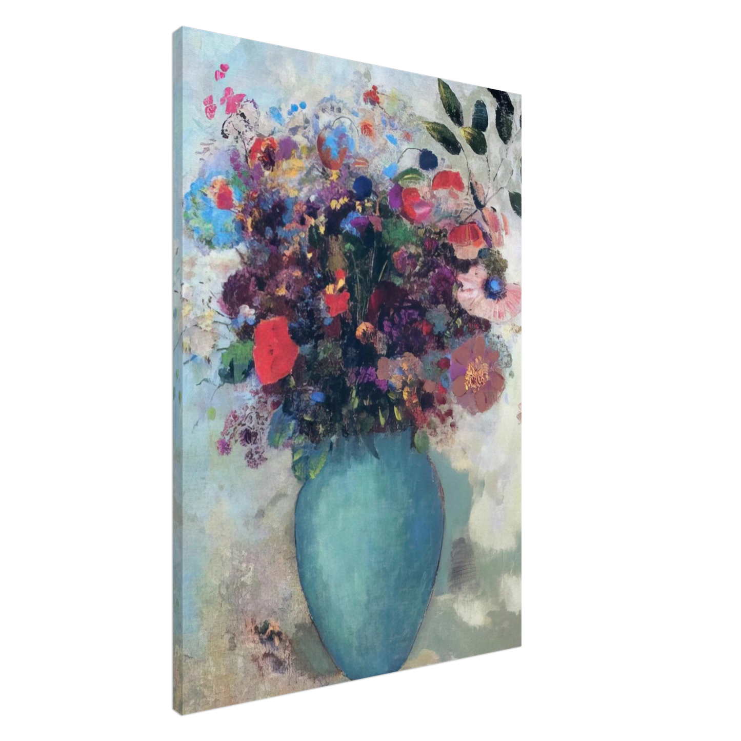 Odilon Redon - FLOWERS IN A TURQUOISE VASE Canvas - 20x30 cm / 8x12 inches-canvas