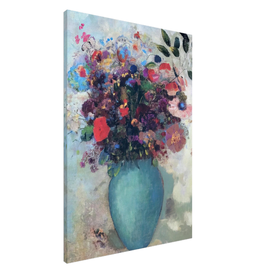 Odilon Redon - FLOWERS IN A TURQUOISE VASE Canvas - 20x30 cm / 8x12 inches-canvas