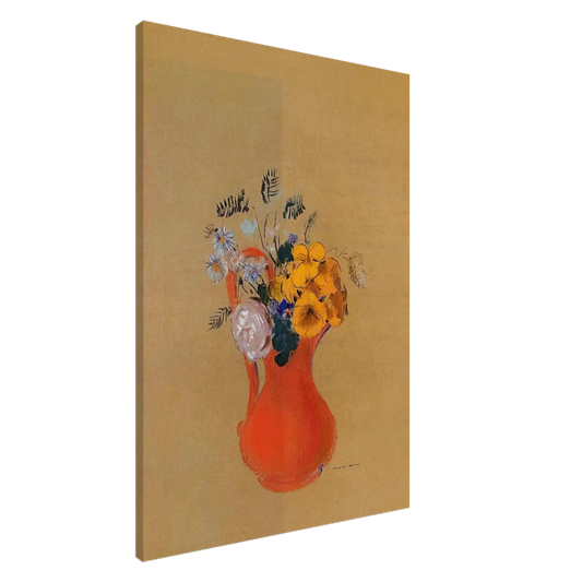 Odilon Redon - FLOWERS IN A RED PITCHER Canvas - 20x30 cm / 8x12 inches-canvas