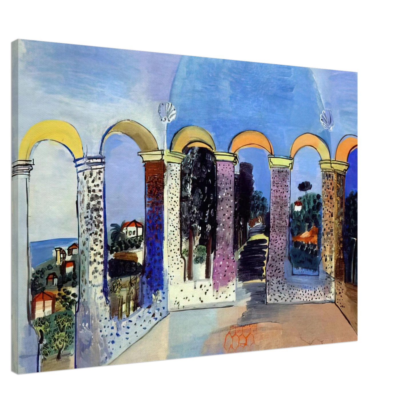 Raoul Dufy - ARCADES AT VALLAURIS 1927 Canvas - 20x30 cm / 8x12 inches-canvas