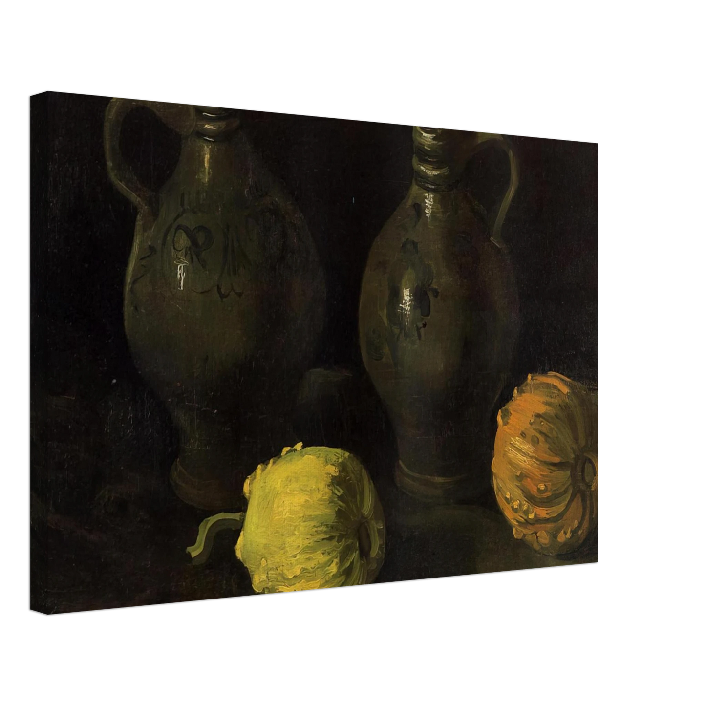 Vincent van Gogh - Still Life with Two Jars and Two Pumpkins Canvas - 40x60 cm / 16x24 inches-canvas