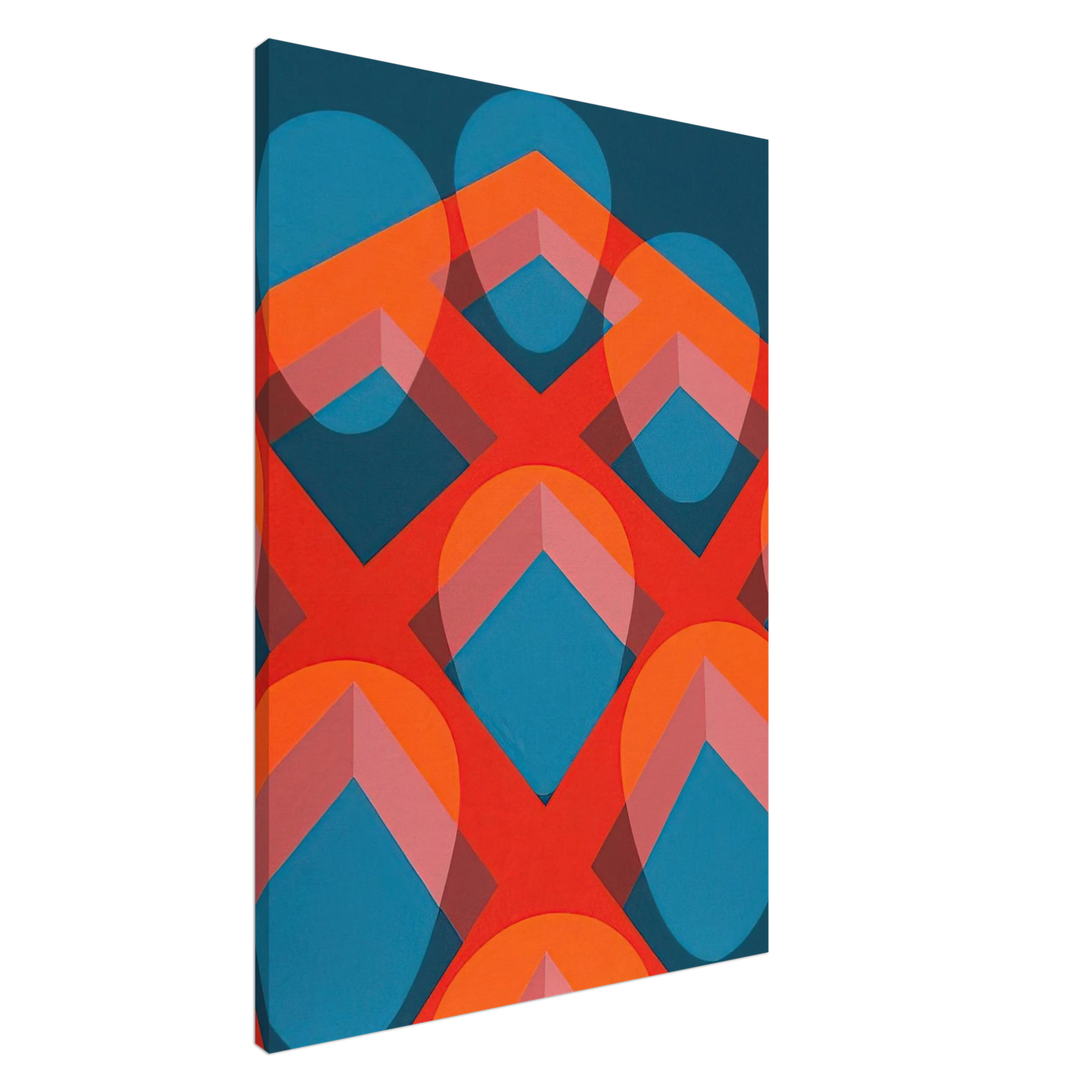 Clarence Holbrook Carter - Untitled - Faces in a Grid Red and Blue - 1973 Canvas - 20x30 cm / 8x12 inches-canvas