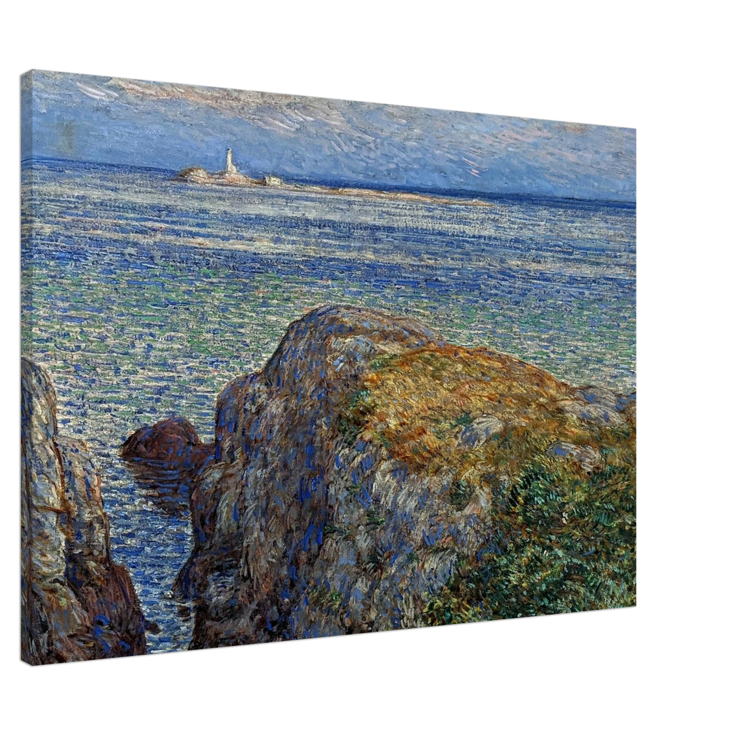 Childe Hassam - White island light isles of shoals at sundown Canvas - 20x30 cm / 8x12 inches-canvas