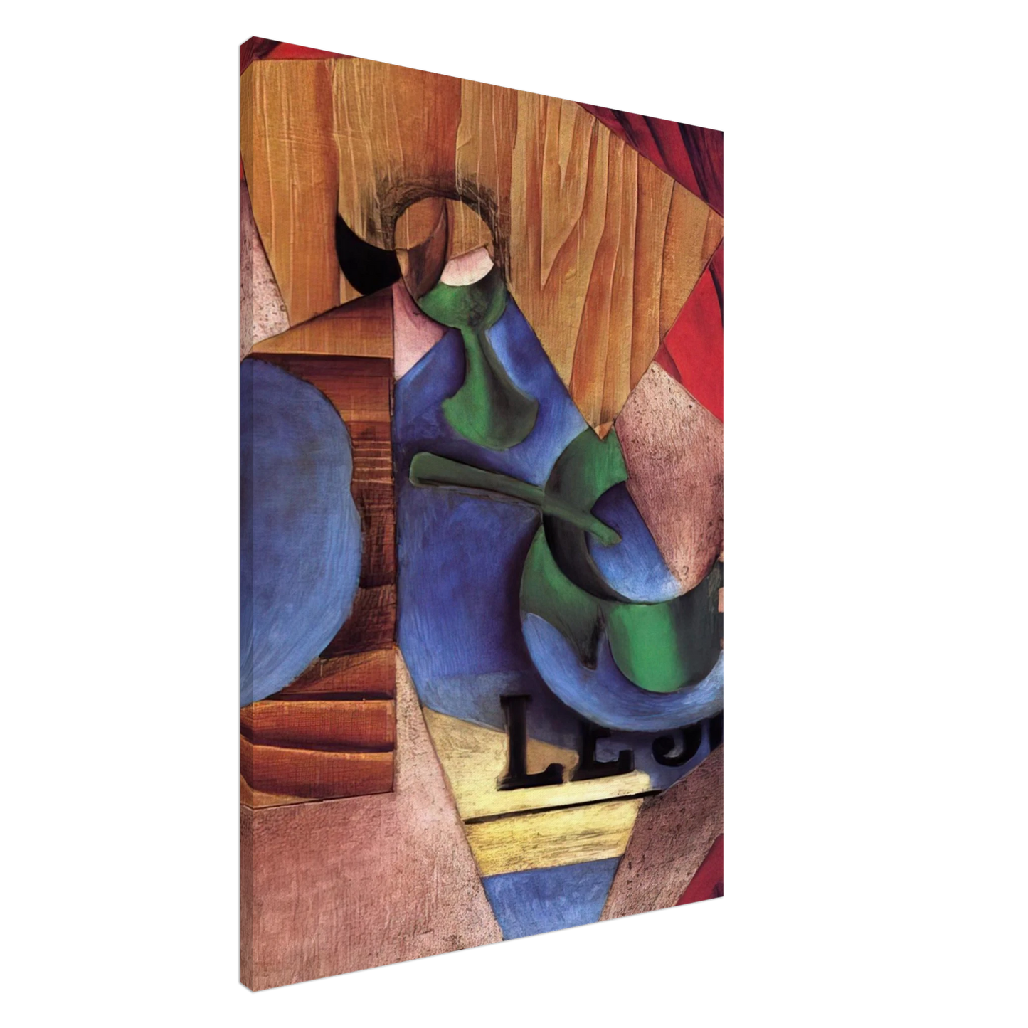 Juan Gris - GLASS CUP AND NEWSPAPER 1913 Canvas - 20x30 cm / 8x12 inches-canvas