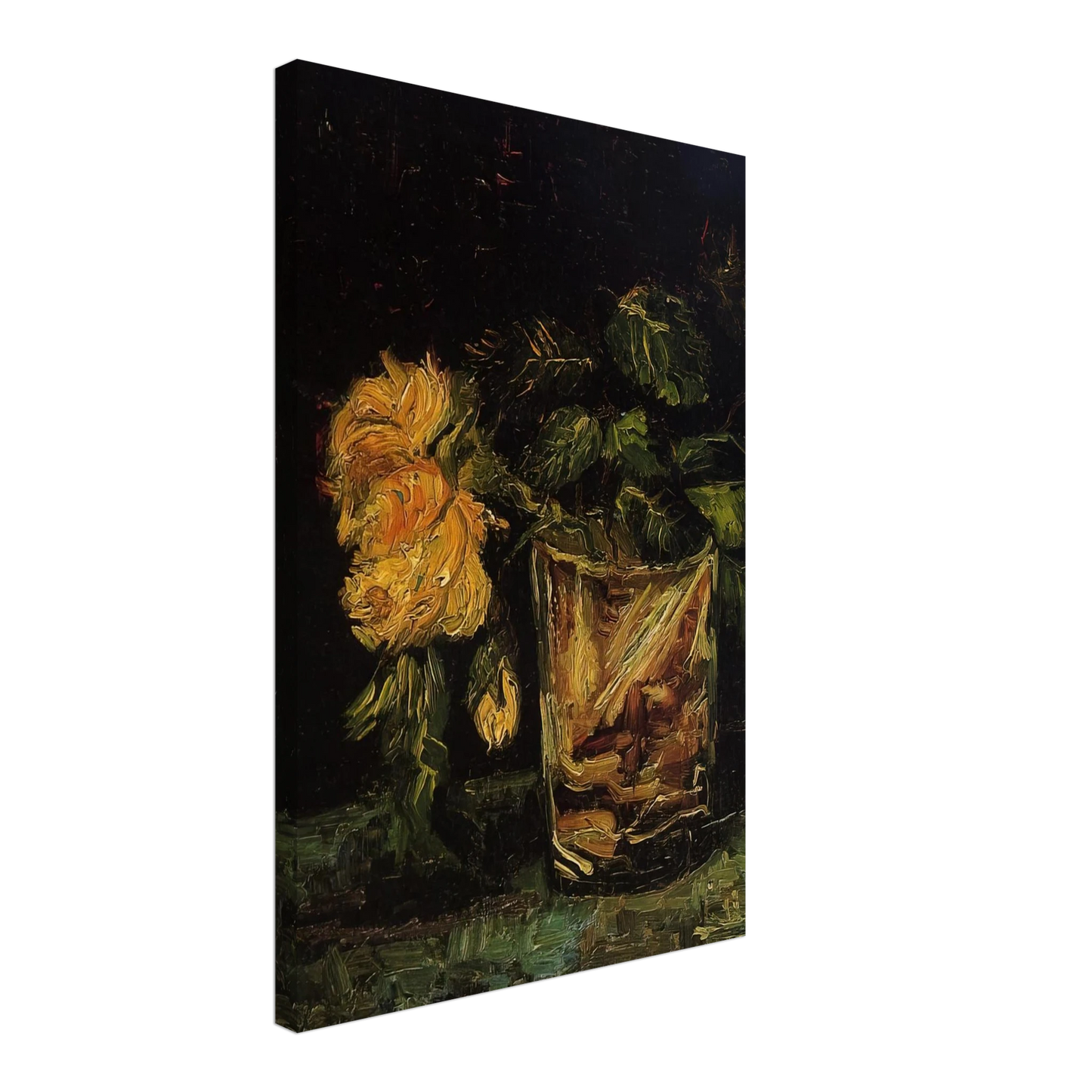 Vincent van Gogh - Glass with Roses Canvas - 40x60 cm / 16x24 inches-canvas