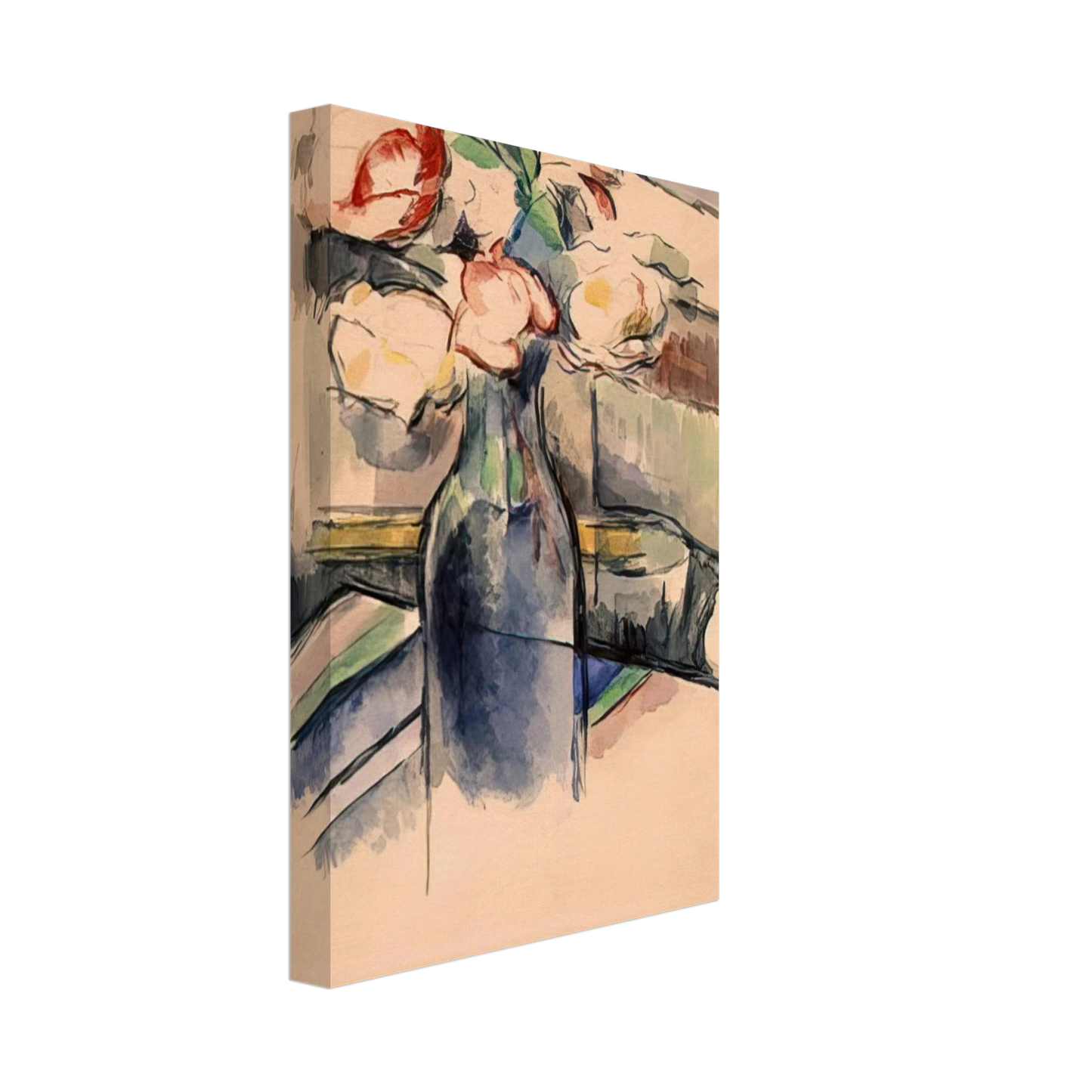 Paul Cezanne - Roses in a Bottle Canvas - 40x60 cm / 16x24 inches-canvas
