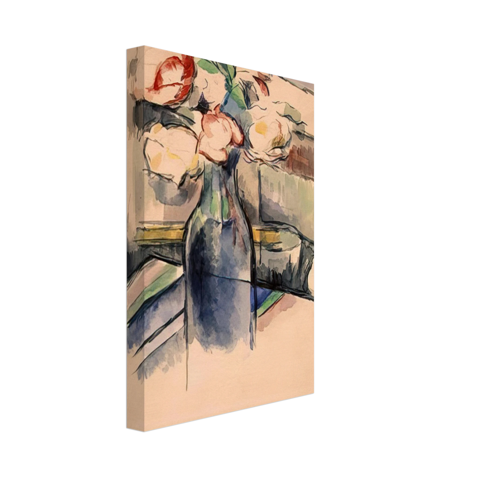 Paul Cezanne - Roses in a Bottle Canvas - 40x60 cm / 16x24 inches-canvas