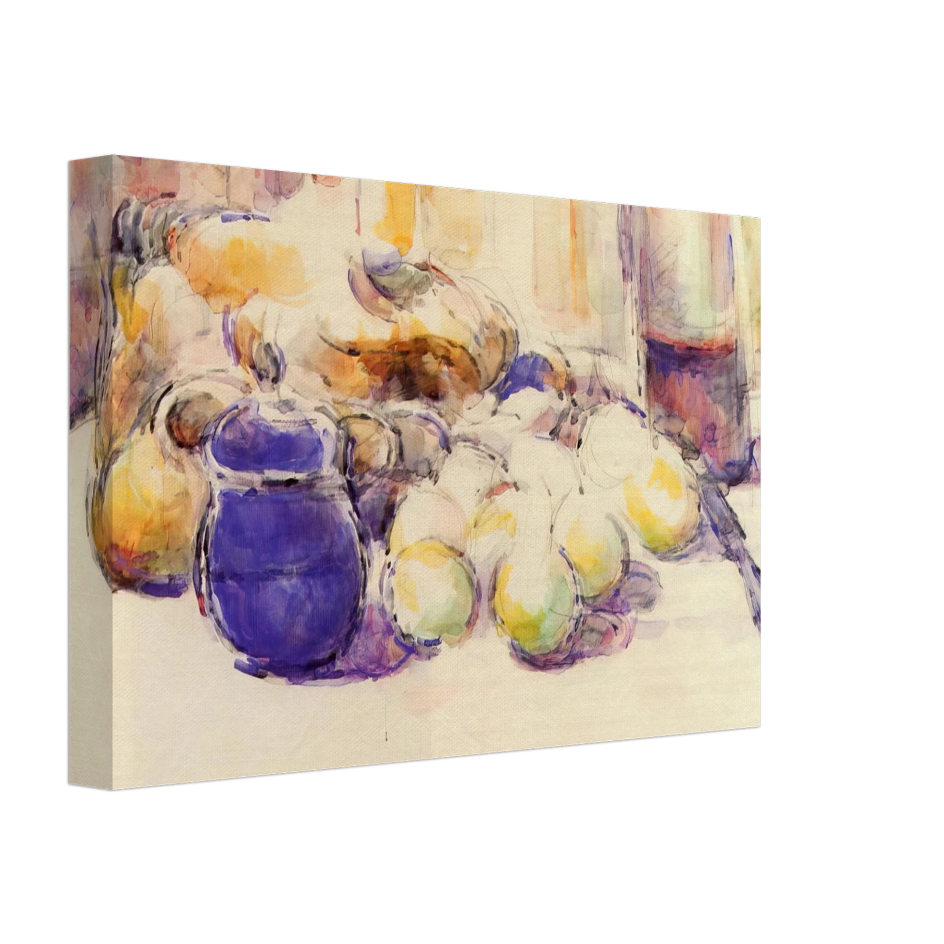 Paul Cezanne - Blue Pot and Bottle of Wine Canvas - 70x100 cm / 28x40 inches-canvas