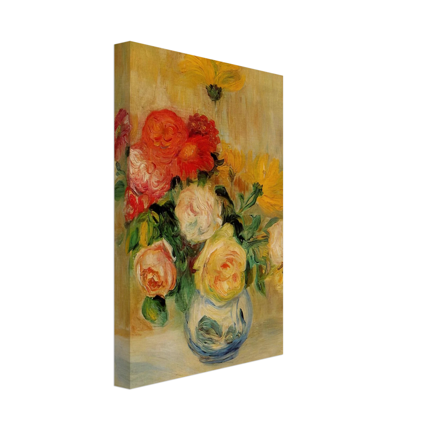 Pierre-Auguste Renoir - Vase of Roses and Dahlias Canvas - 40x60 cm / 16x24 inches-canvas