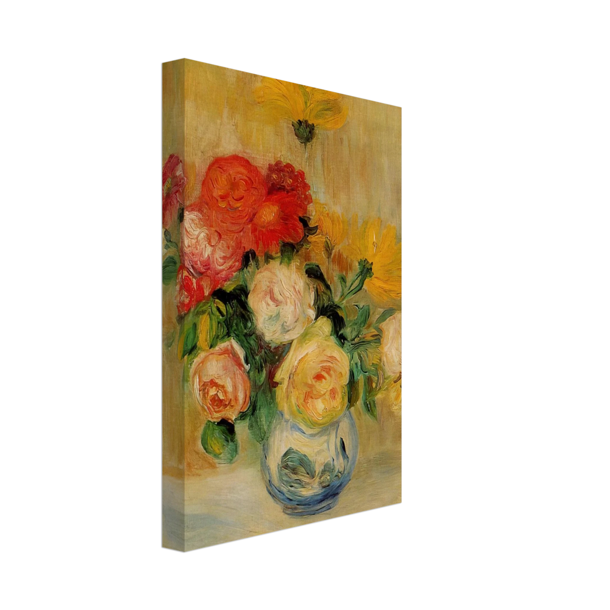 Pierre-Auguste Renoir - Vase of Roses and Dahlias Canvas - 40x60 cm / 16x24 inches-canvas