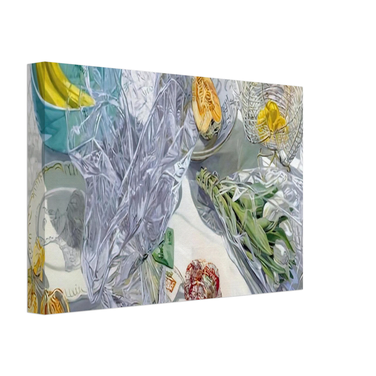 Janet Fish - WHITE TULIPS 1999 Canvas - 40x60 cm / 16x24 inches-canvas