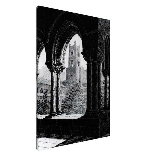 MC Escher - CLOISTER OF MONREALE SICILY Canvas - 20x30 cm / 8x12 inches-canvas