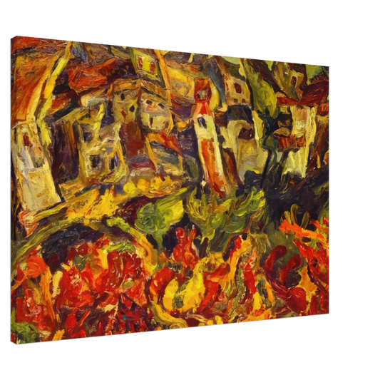 Chaim Soutine - HOUSES WITH POINTED ROOFS Canvas - 20x30 cm / 8x12 inches-canvas