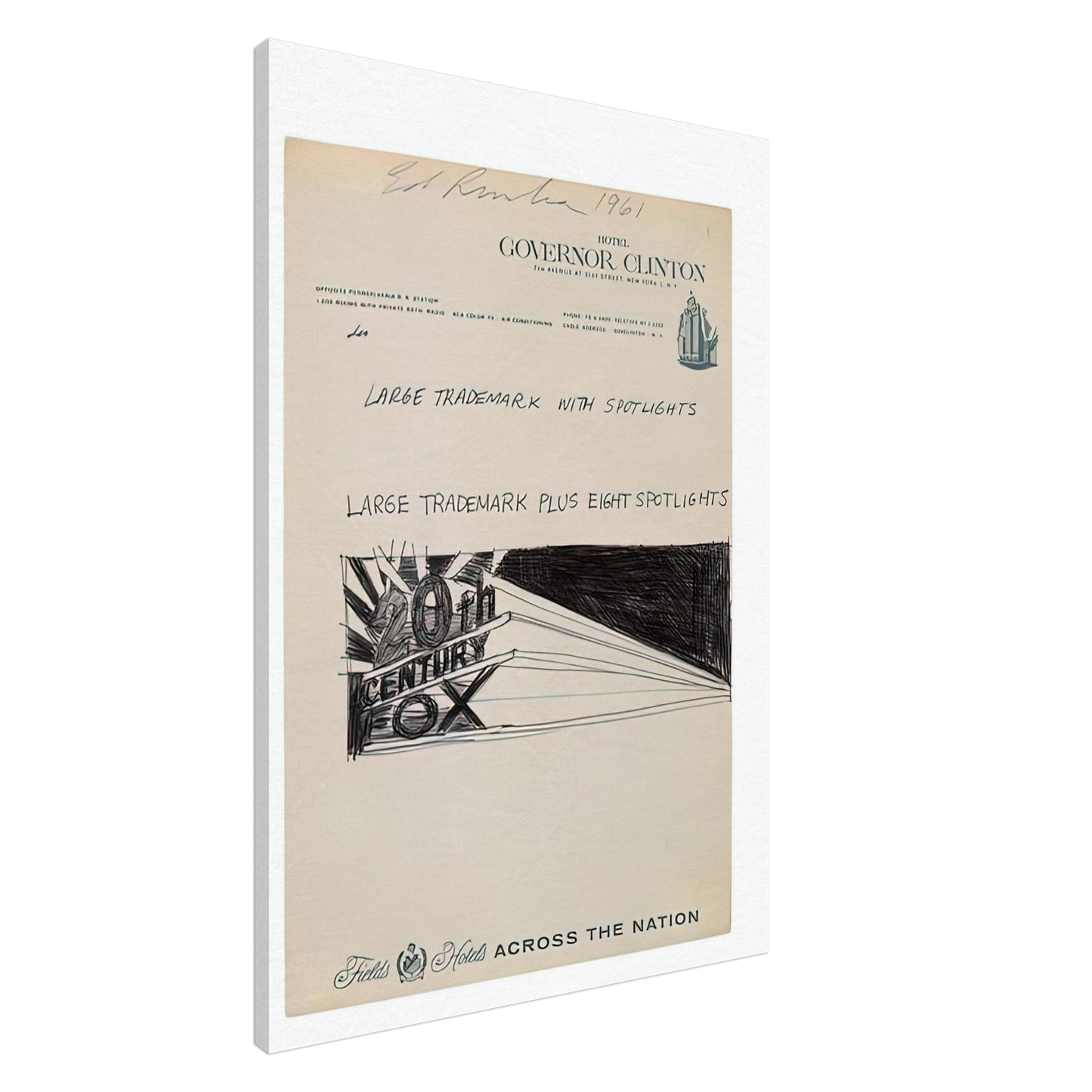 Edward Ruscha - TRADEMARCK SKETCH 1961 Canvas - 20x30 cm / 8x12 inches-canvas