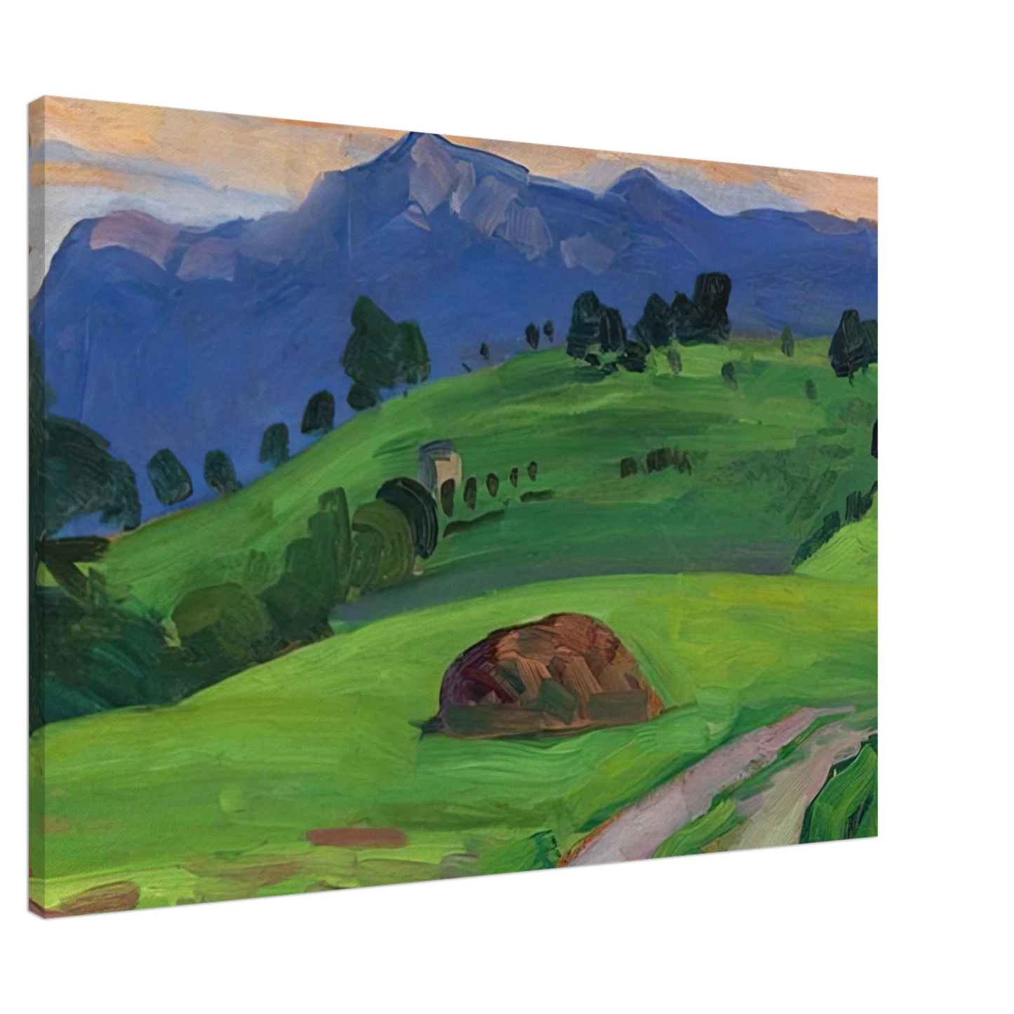 Gabriele Munter - BERGWIESE 1910 Canvas - 20x30 cm / 8x12 inches-canvas