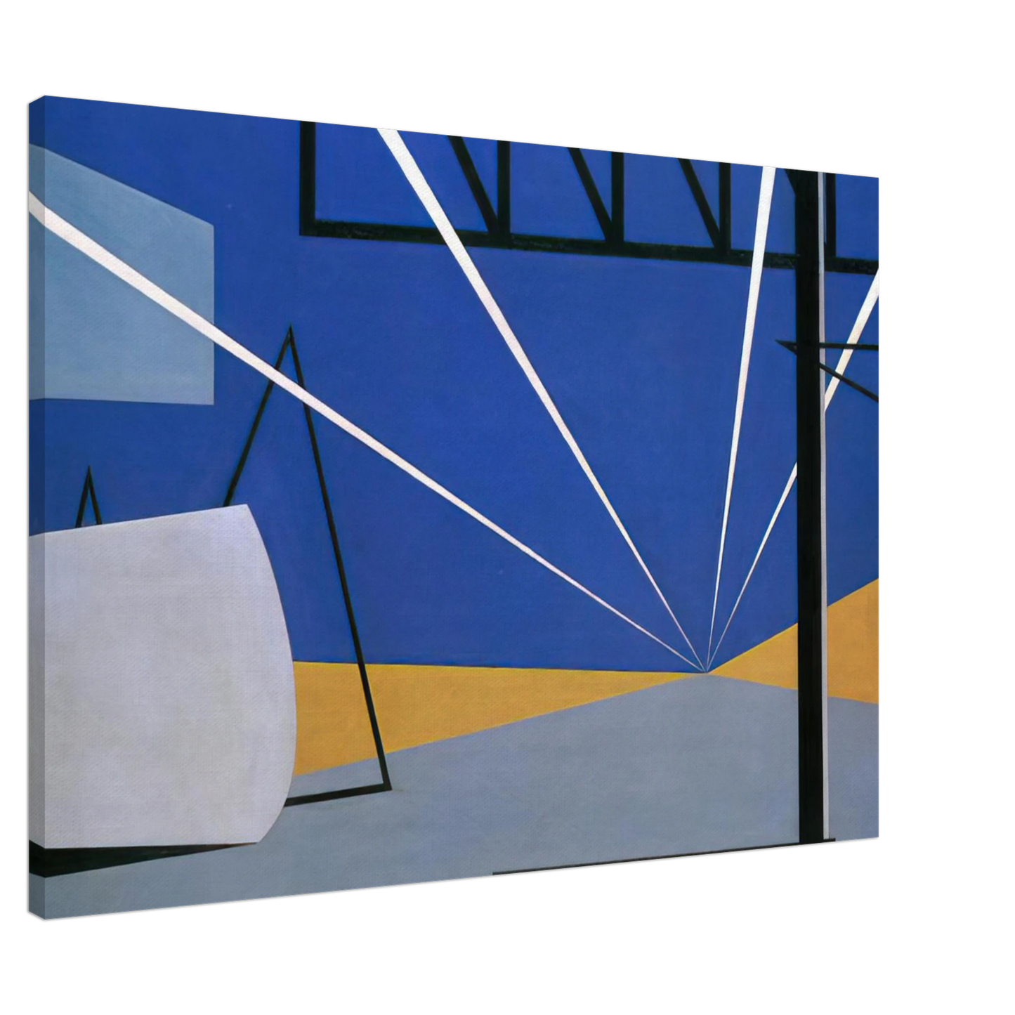 Ralston Crawford - Lights in an Aircraft Plant - 1945 Canvas - 20x30 cm / 8x12 inches-canvas