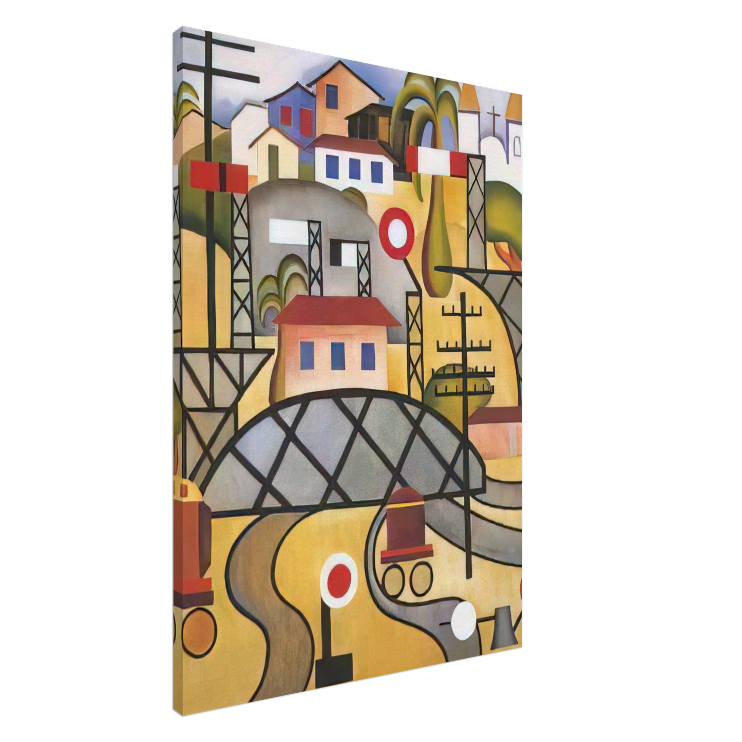 Tarsila do Amaral - E.F.C.B. Estrada de Ferro Central do Brasil Canvas - 20x30 cm / 8x12 inches-canvas