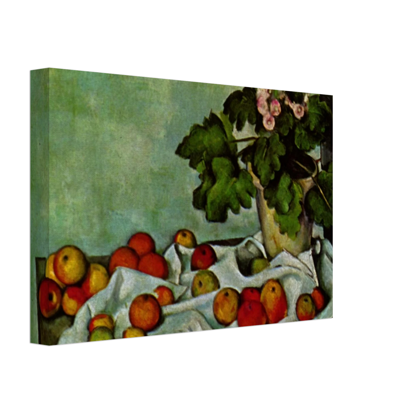Paul Cezanne - Still Life with Apples and a Pot of Primroses Canvas - 70x100 cm / 28x40 inches-canvas
