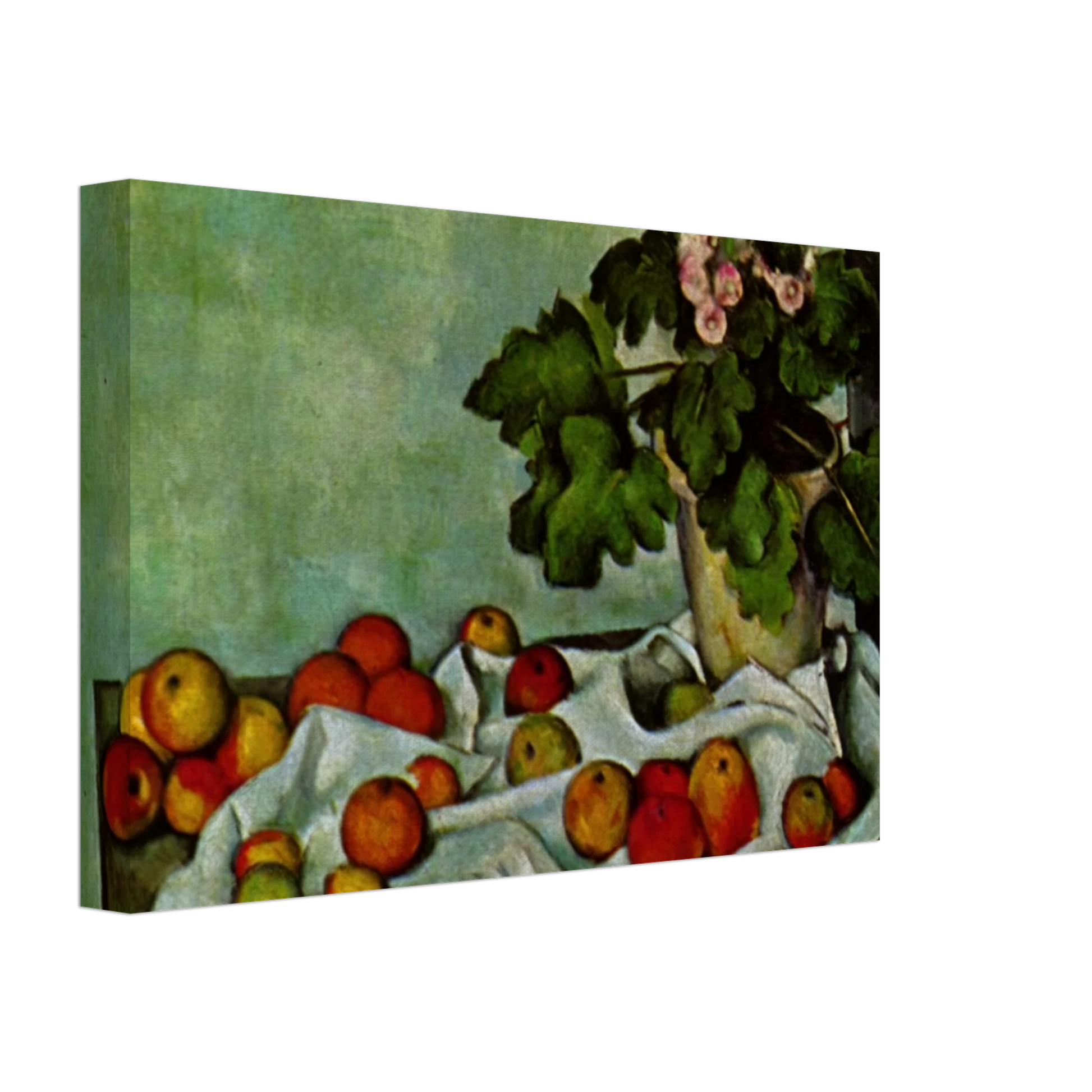 Paul Cezanne - Still Life with Apples and a Pot of Primroses Canvas - 70x100 cm / 28x40 inches-canvas