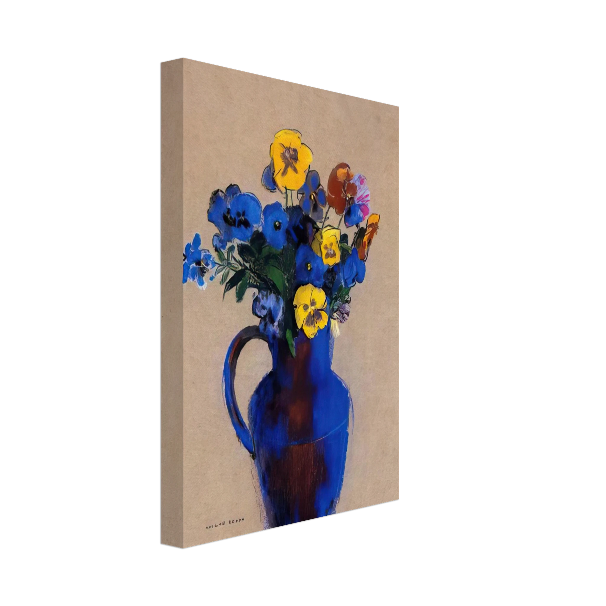 Odilon Redon - VASE OF FLOWERS PANSIES Canvas - 70x100 cm / 28x40 inches-canvas