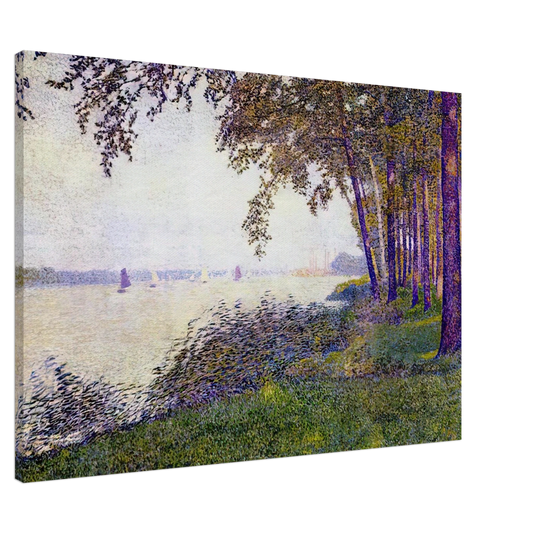 Theo van Rysselberghe - THE SCHELDE UPSTREAM FROM ANTWERP AFTER FOG 1892 Canvas - 20x30 cm / 8x12 inches-canvas