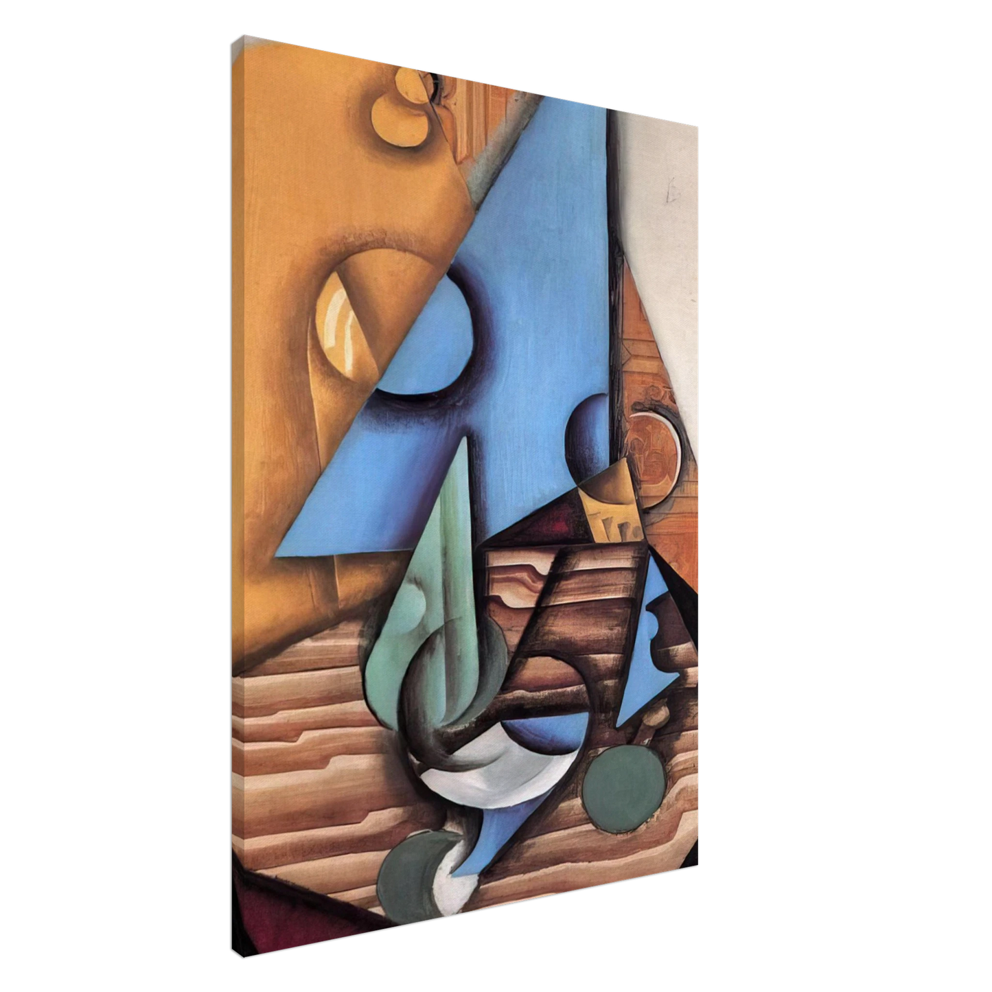 Juan Gris - BOTTLE AND GLASS ON A TABLE 1914 Canvas - 20x30 cm / 8x12 inches-canvas