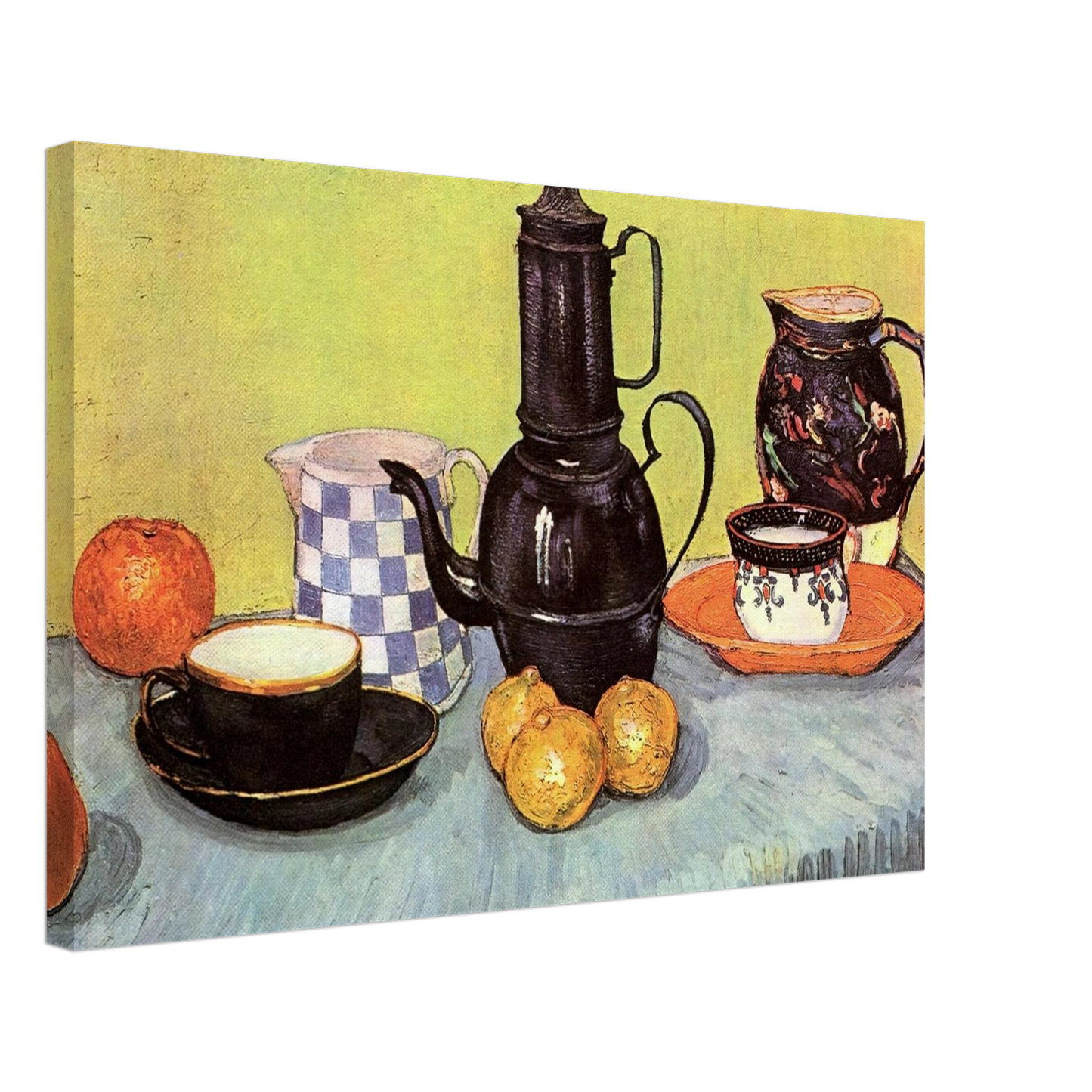 Vincent van Gogh - Still Life with Blue Enamel Coffeepot, Earthenware and Fruit Canvas - 70x100 cm / 28x40 inches-canvas