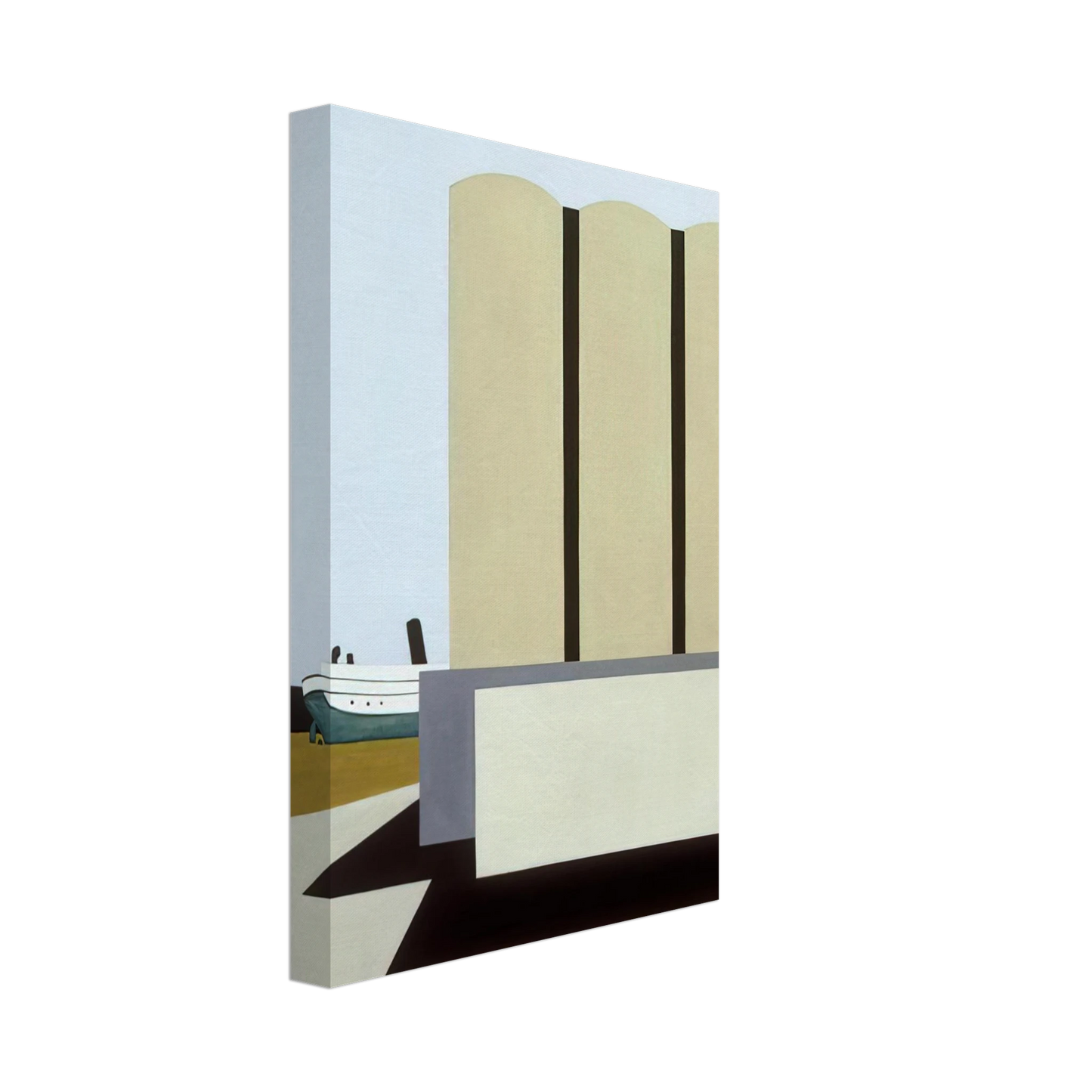 Ralston Crawford - Boat and Grain Elevators No. 2 - 1942 Canvas - 70x100 cm / 28x40 inches-canvas