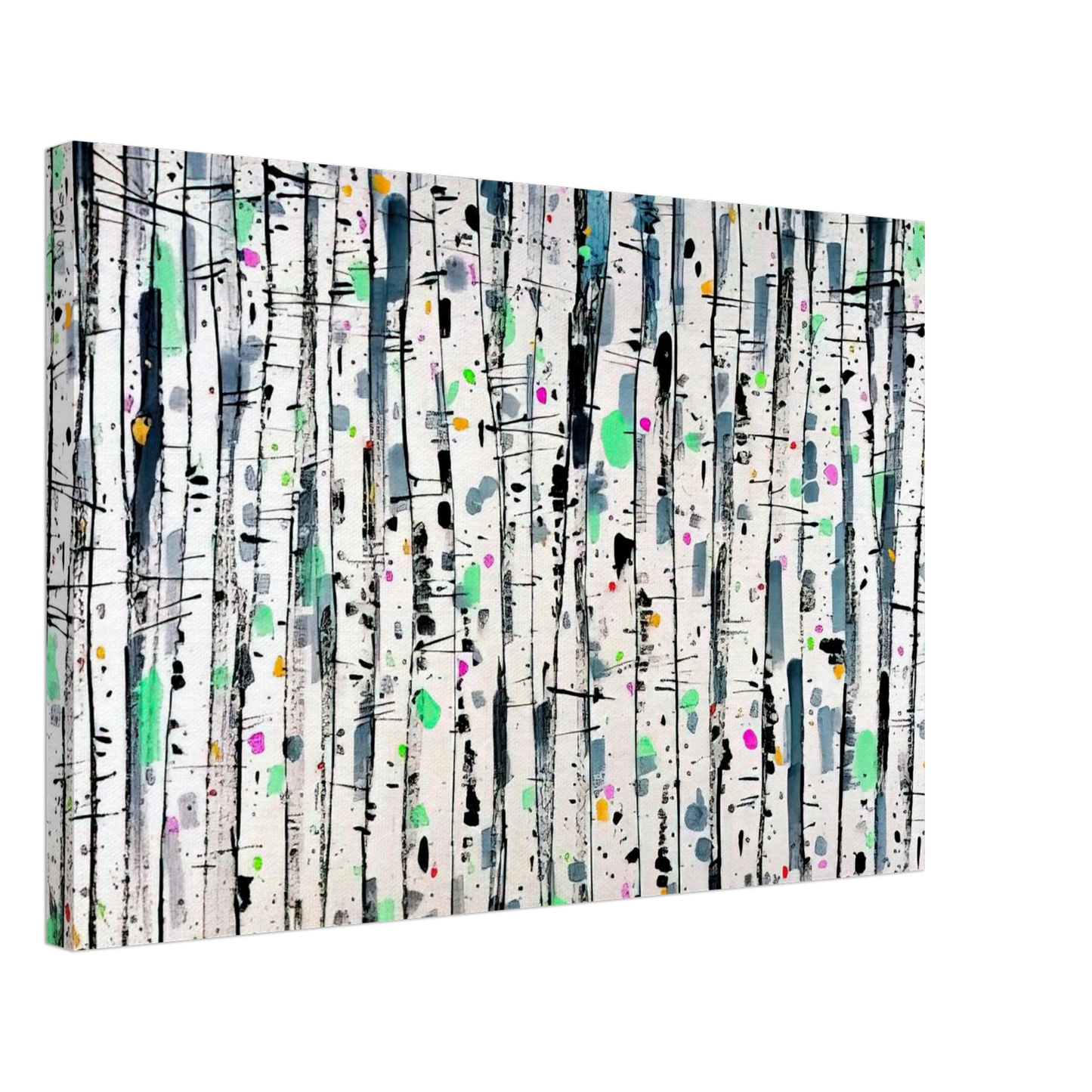 Wu Guanzhong - White Poplar Woods - Abstract Expressionism, Ink and wash painting Canvas - 70x100 cm / 28x40 inches-canvas