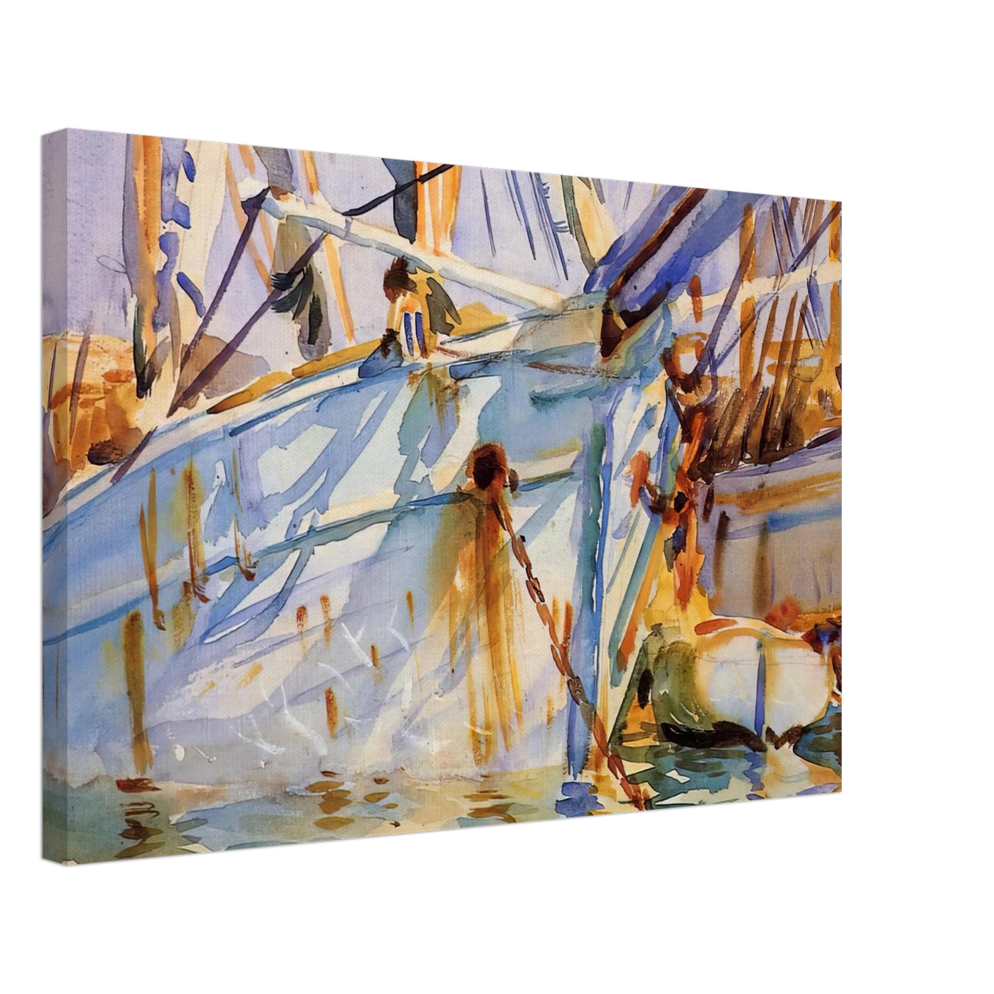 John Singer Sargent - In a Levantine Port Canvas - 40x60 cm / 16x24 inches-canvas