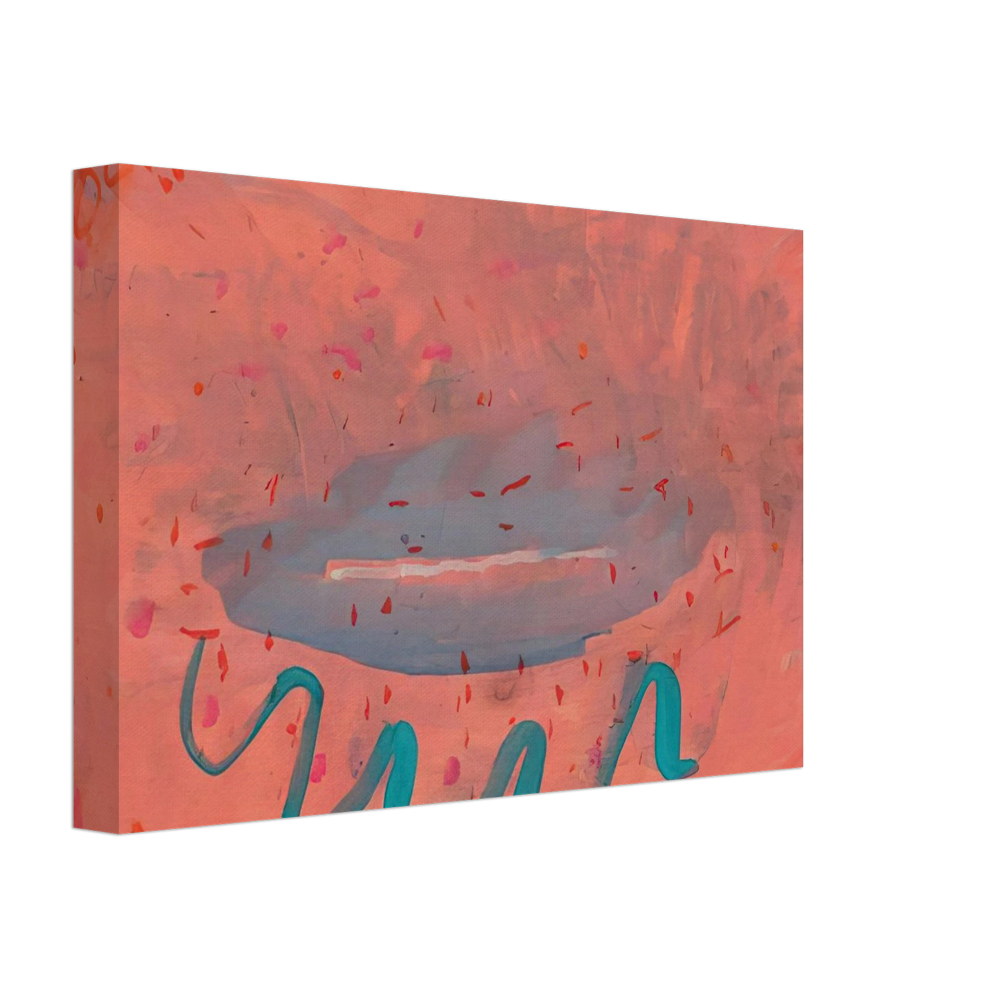 Paul Thek - Untitled Lips with Turquoise - 1984 Canvas - 40x60 cm / 16x24 inches-canvas