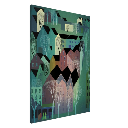 Eyvind Earle - Village Canvas - 20x30 cm / 8x12 inches-canvas