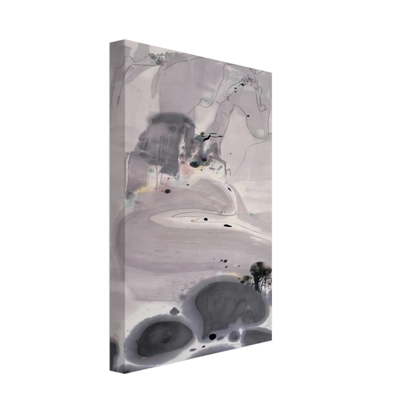 Wu Guanzhong - Mountains High and Streams Eternal - 1986 Canvas - 70x100 cm / 28x40 inches-canvas