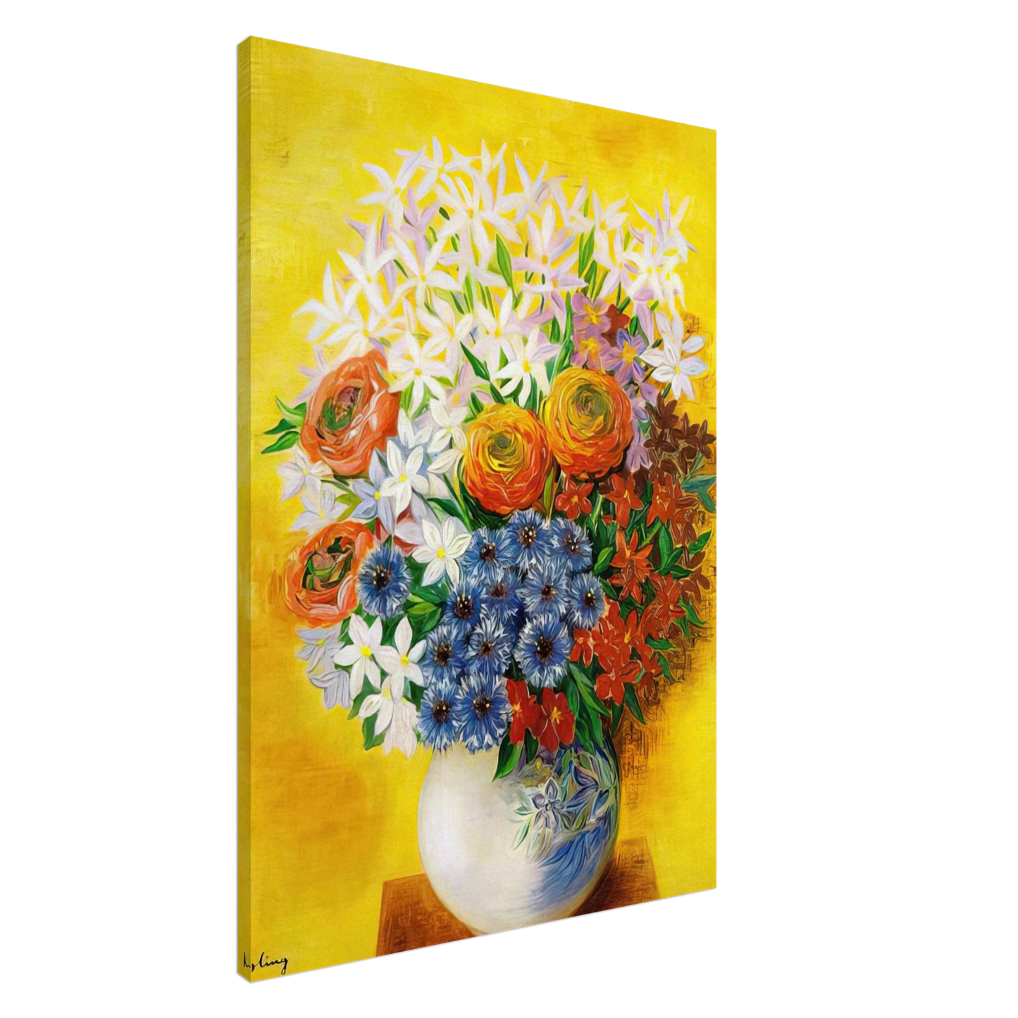 Moise Kisling - BOUQUET OF VARIOUS FLOWERS Canvas - 20x30 cm / 8x12 inches-canvas