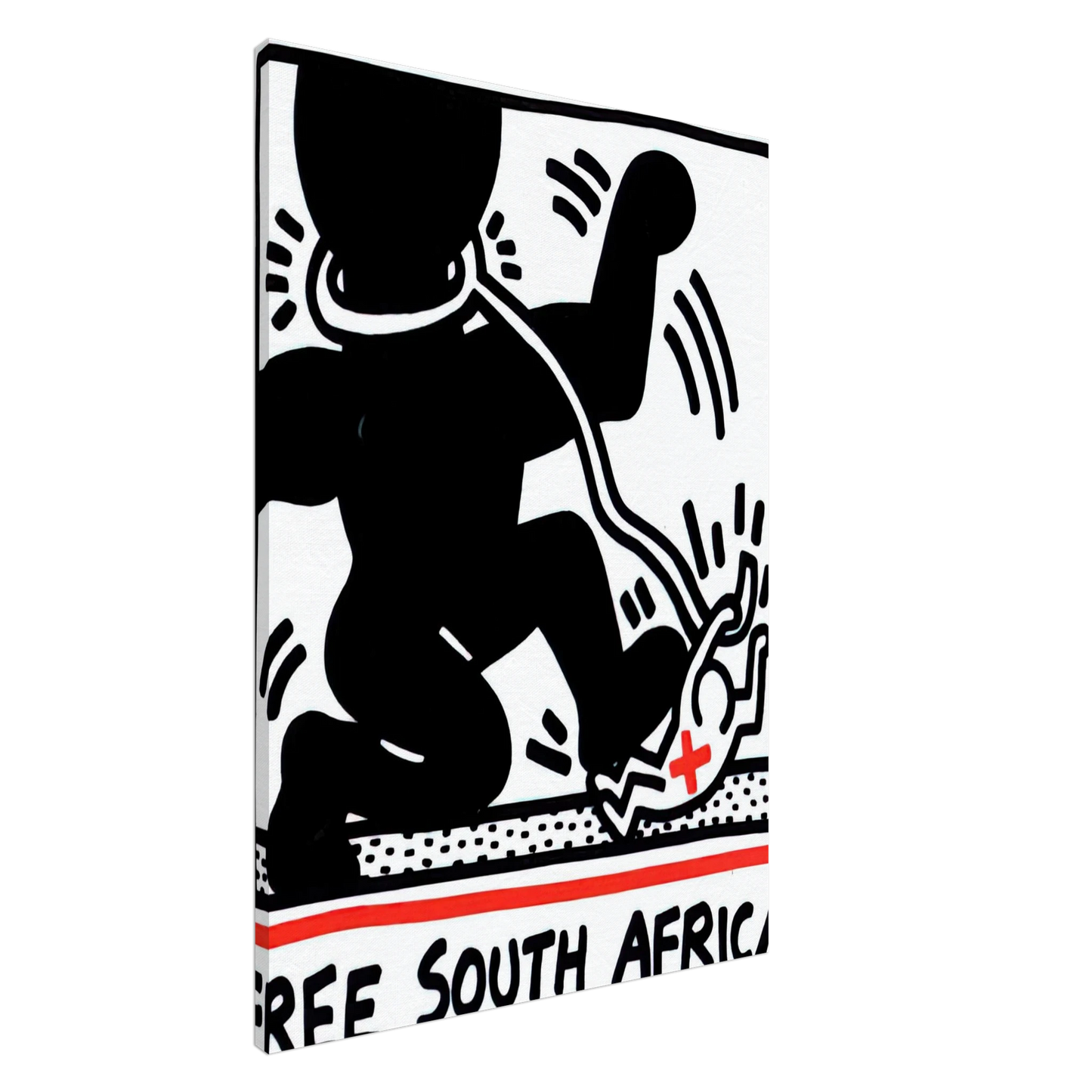Keith Haring - FREE SOUTH AFRICA 1985 Canvas - 20x30 cm / 8x12 inches-canvas