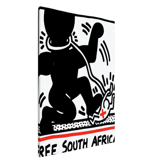 Keith Haring - FREE SOUTH AFRICA 1985 Canvas - 20x30 cm / 8x12 inches-canvas