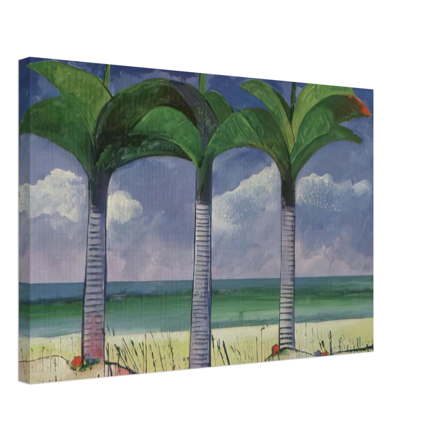 Aldemir Martins - Praia com Tres Coqueiros - 1995 Canvas - 70x100 cm / 28x40 inches-canvas