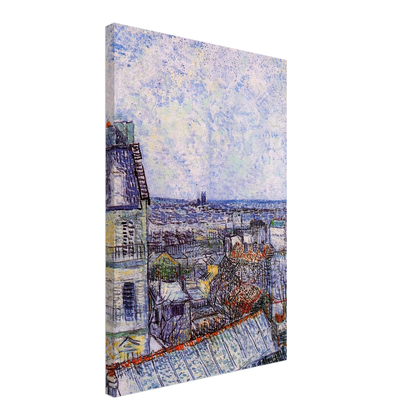 Vincent van Gogh - View from Vincent's room in the Rue Lepic Canvas - 40x60 cm / 16x24 inches-canvas